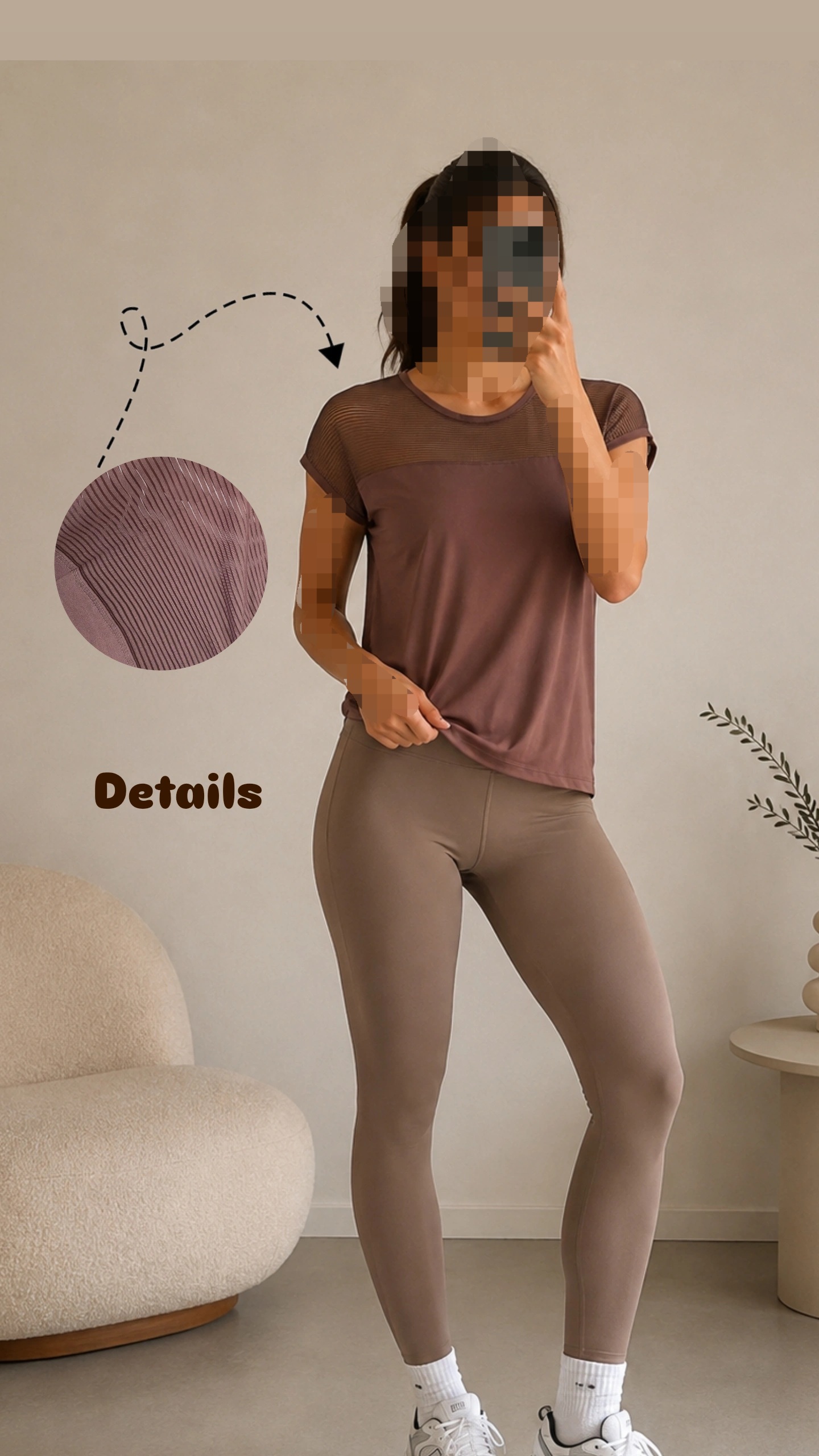 تیشرت ورزشی زنانه بالاتنه توری کریویت